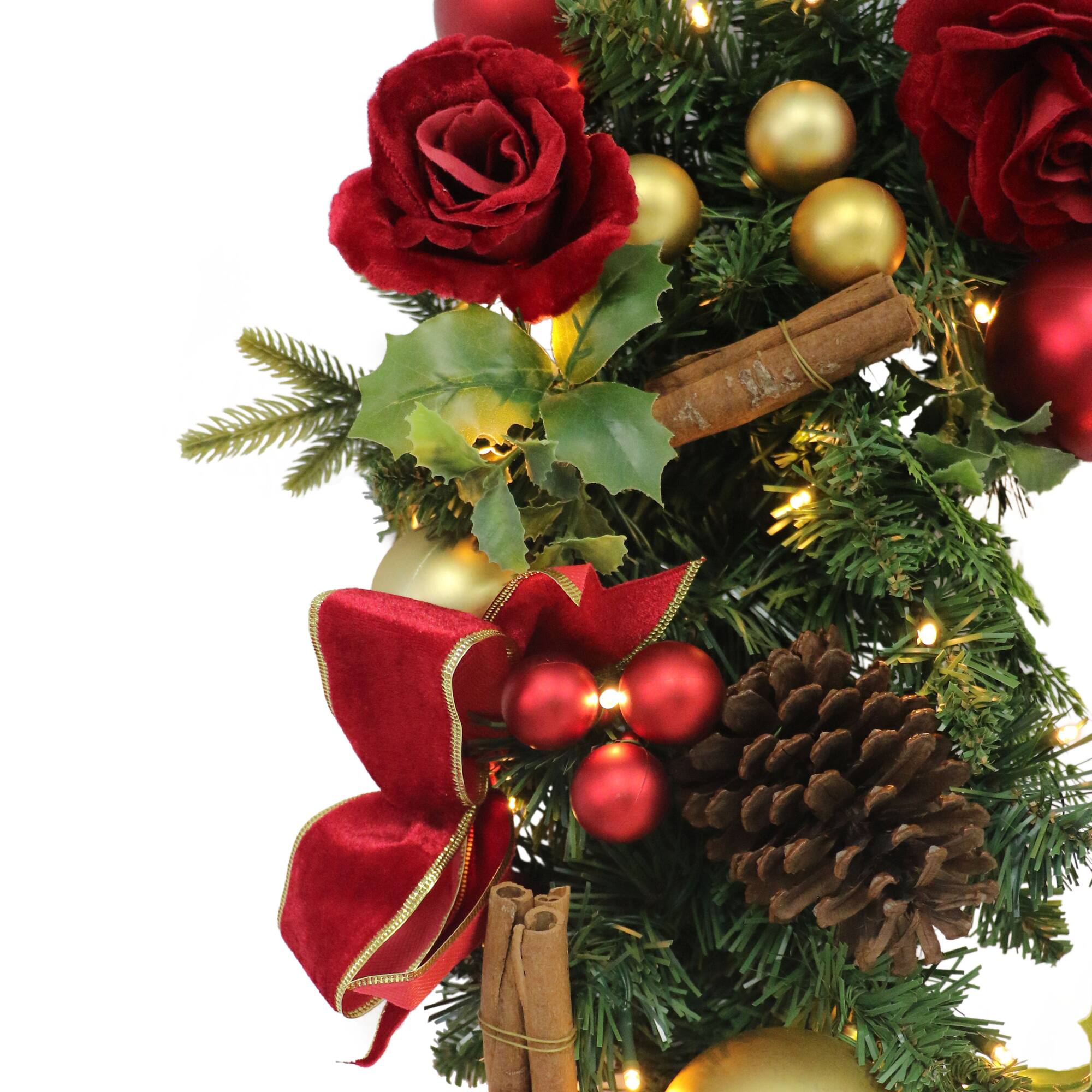 6ft. Pre-Lit Red & Gold Adorned Artificial Garland